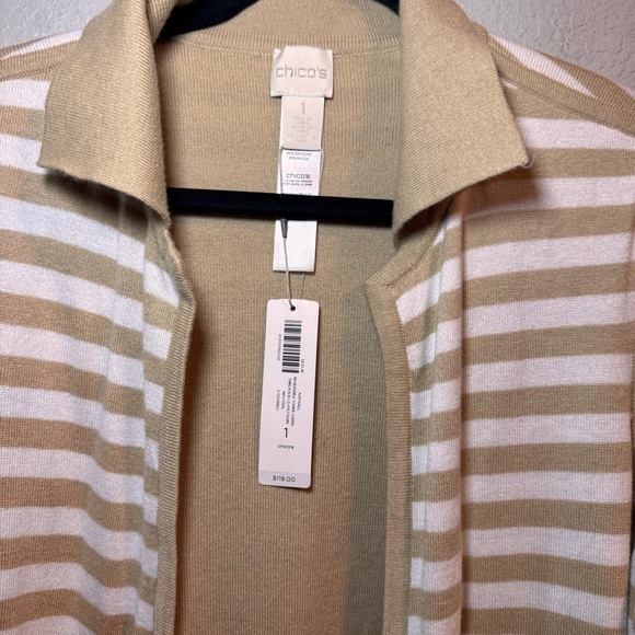 Chicos Solid-Striped Reversible Cardigan - Picture 6 of 8